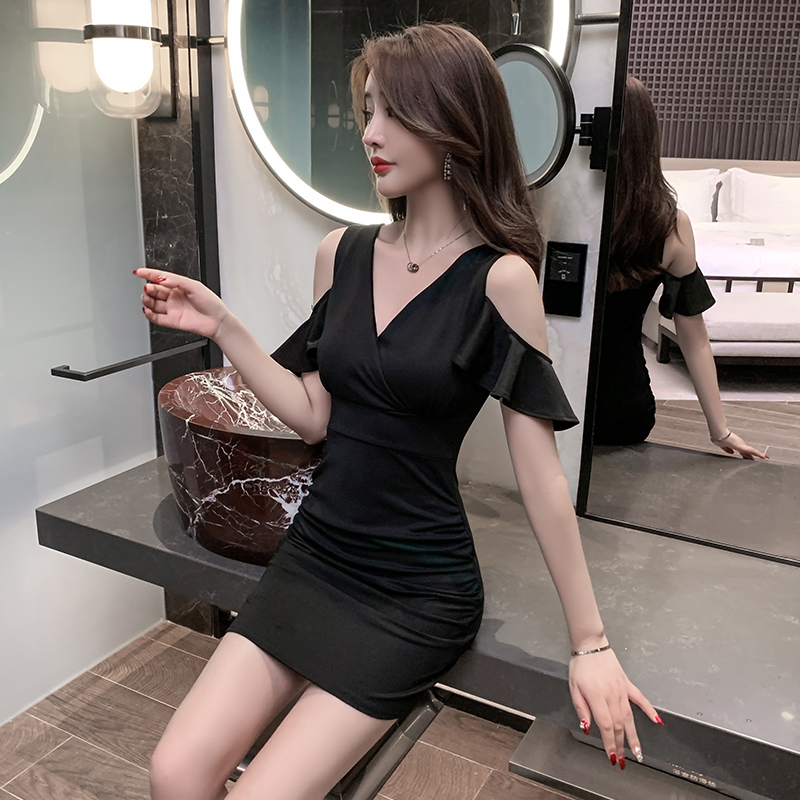 Nightclub package hip tight strapless low-cut dress for women