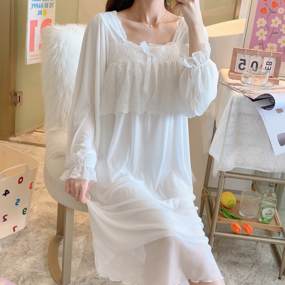 Spring and autumn loose skirt court style pajamas for women