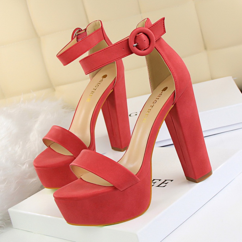 Belt buckle thick sandals slim high-heeled shoes for women