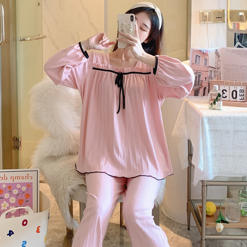Homewear loose long sleeve pajamas 2pcs set for women
