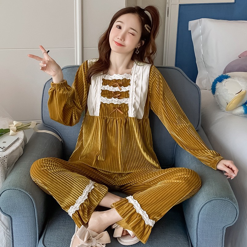 Spring and autumn long sleeve autumn and winter pajamas a set