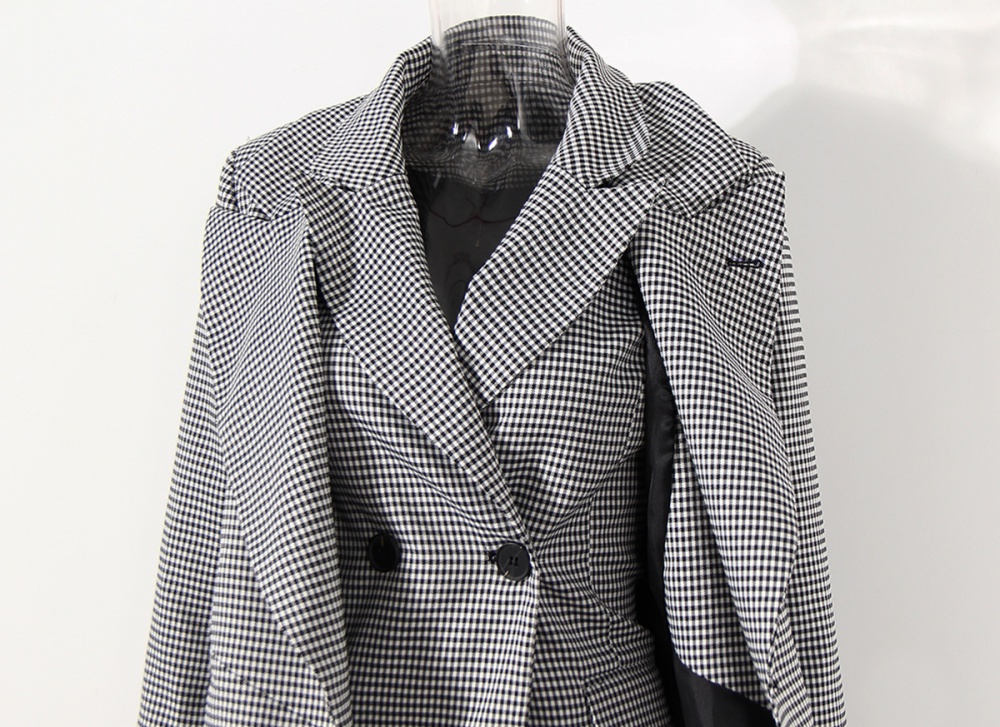 Spring Pseudo-two business suit asymmetry coat
