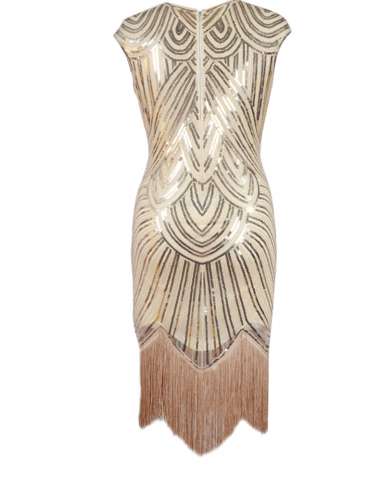 Sequins retro European style tassels weave dress