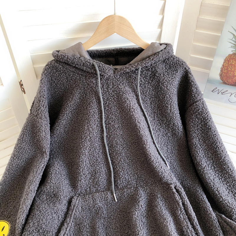 Autumn and winter smiley loose lazy hoodie for women