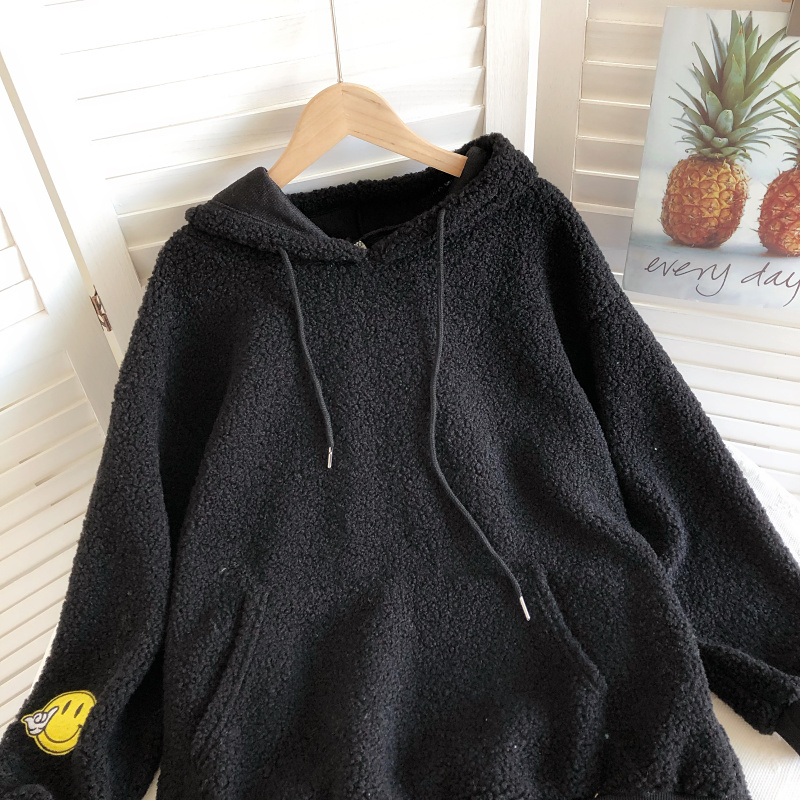 Autumn and winter smiley loose lazy hoodie for women