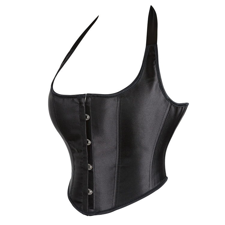 Black shoulder strap corset breast care tops