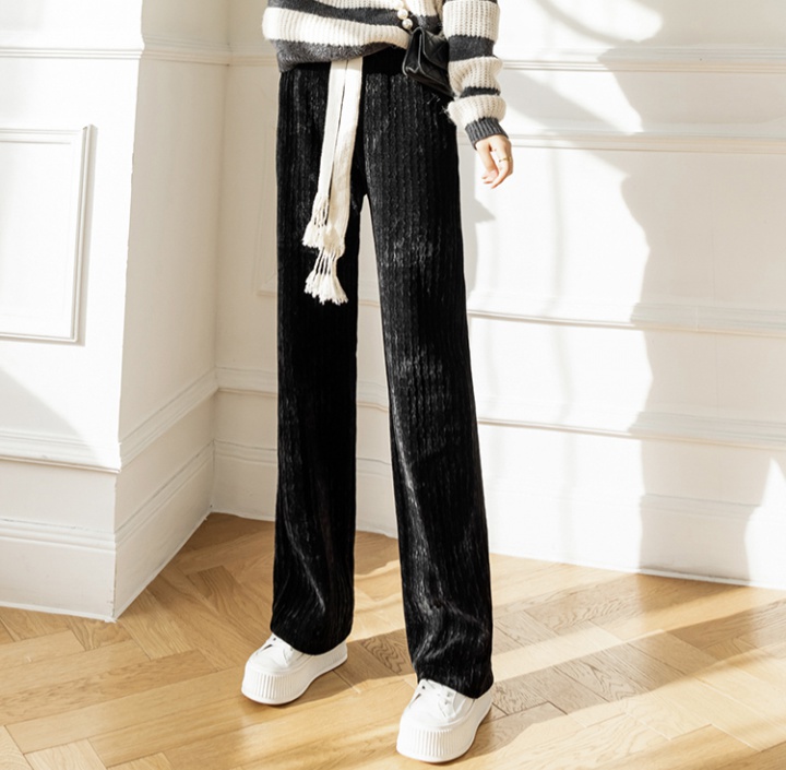 Drape thick casual pants straight wide leg pants for women