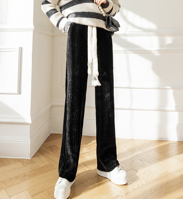 Drape thick casual pants straight wide leg pants for women