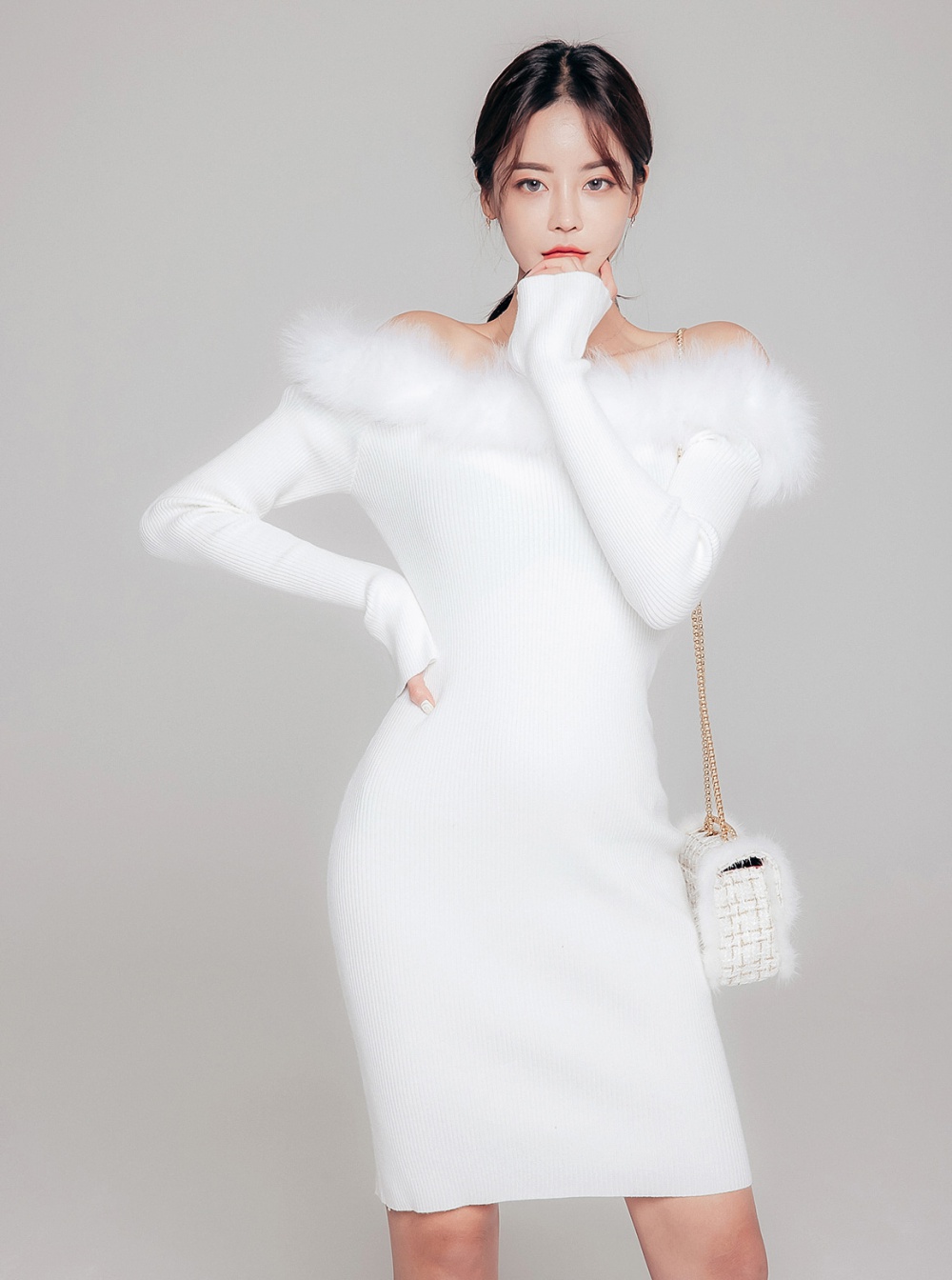 Korean style T-back knitted dress for women