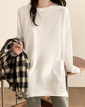 Long sleeve sueding tops split long bottoming shirt for women