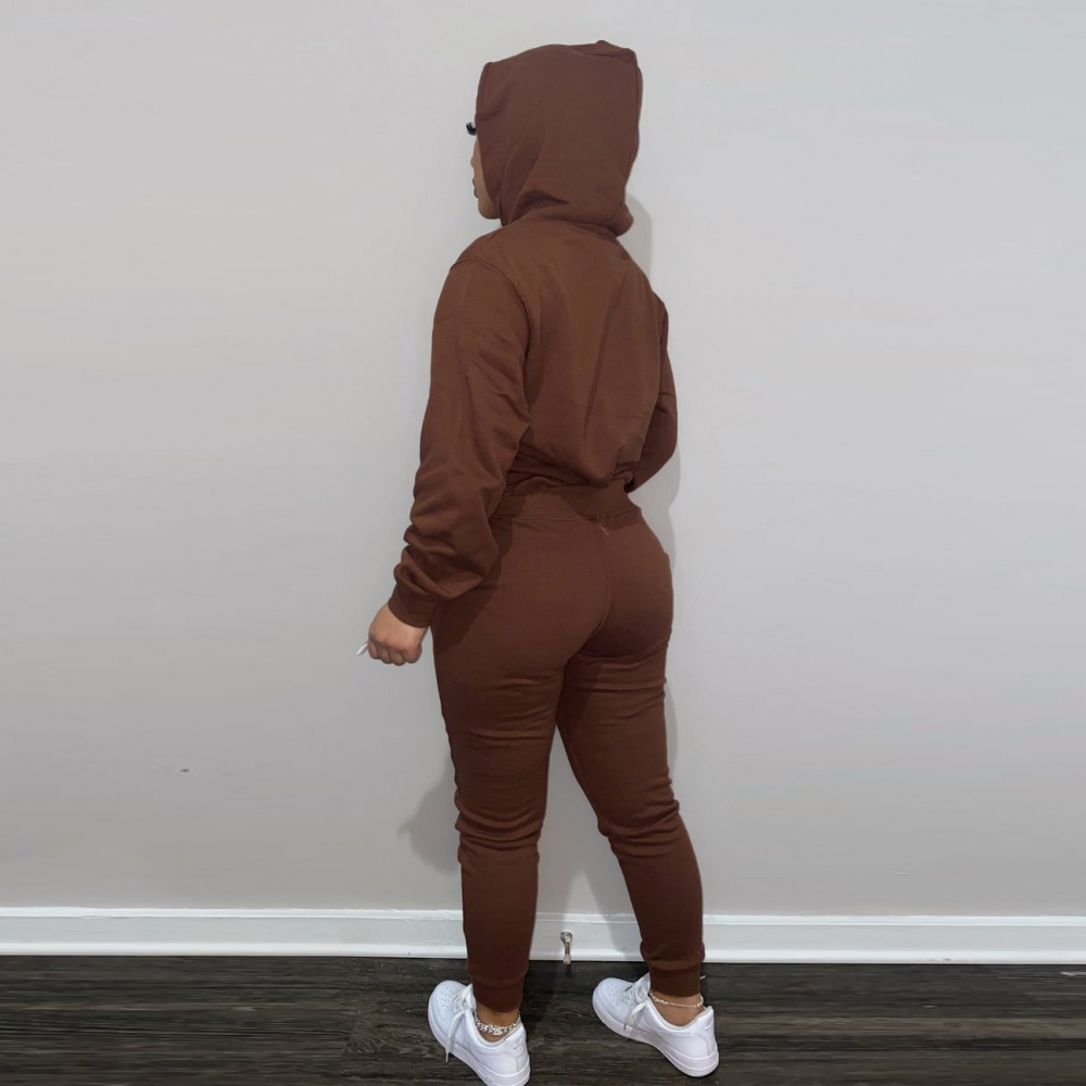 Sports sweatpants hoodie 2pcs set for women