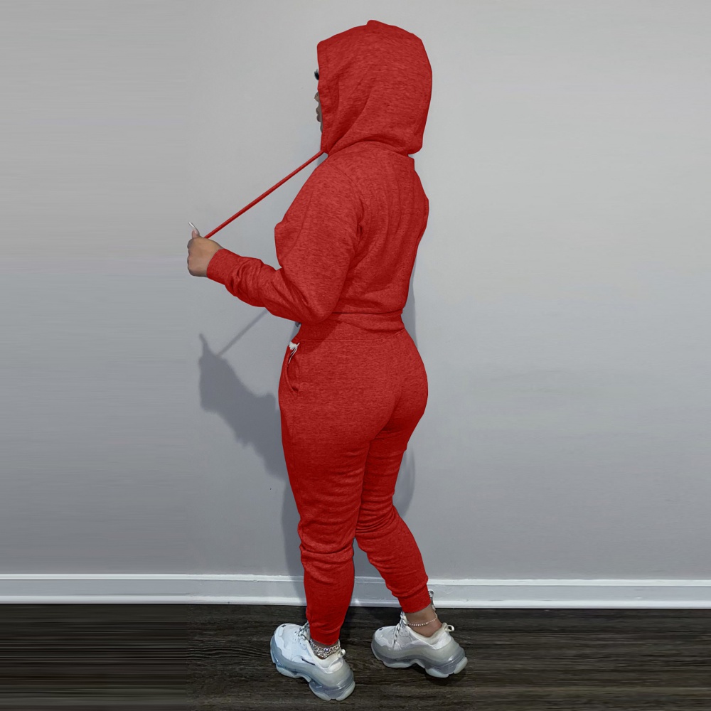 Sports sweatpants hoodie 2pcs set for women