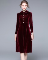 Catwalk autumn and winter slim long European style velvet dress
