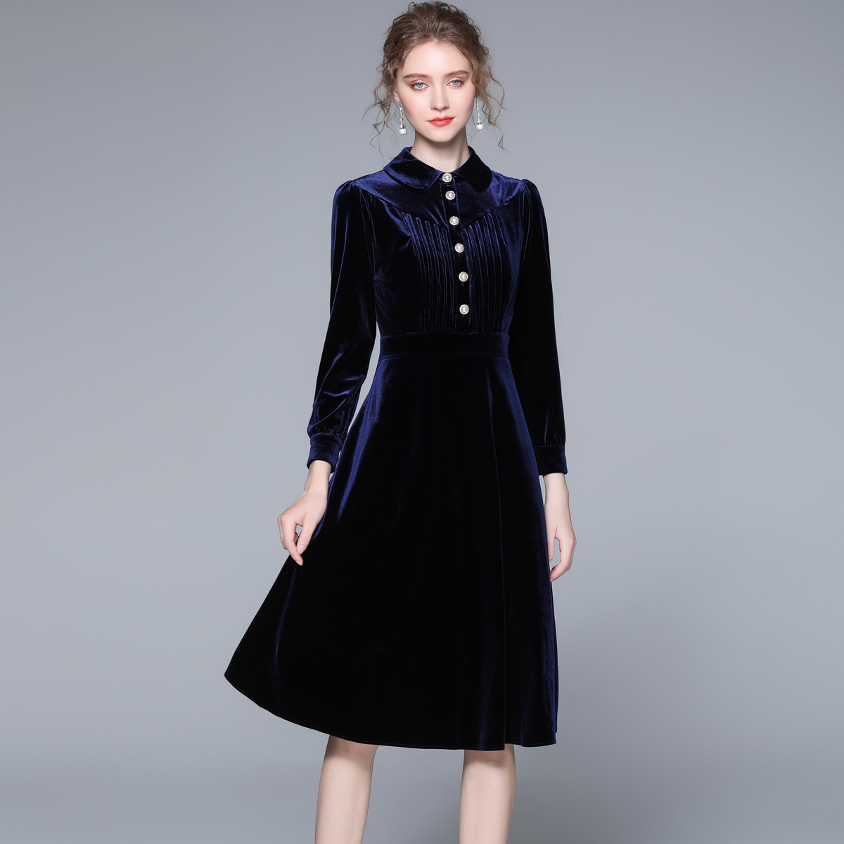 European style catwalk long autumn and winter dress