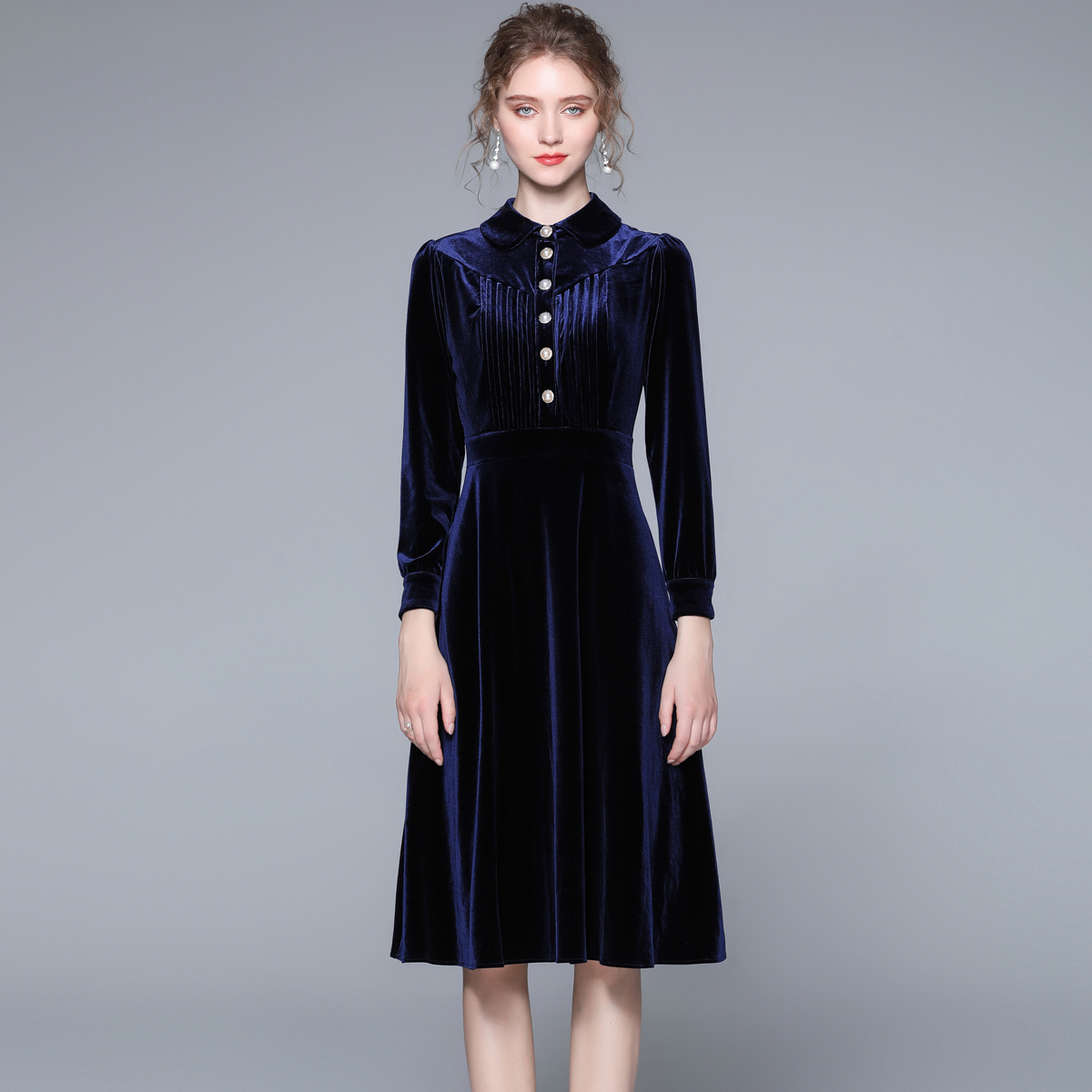 European style catwalk long autumn and winter dress