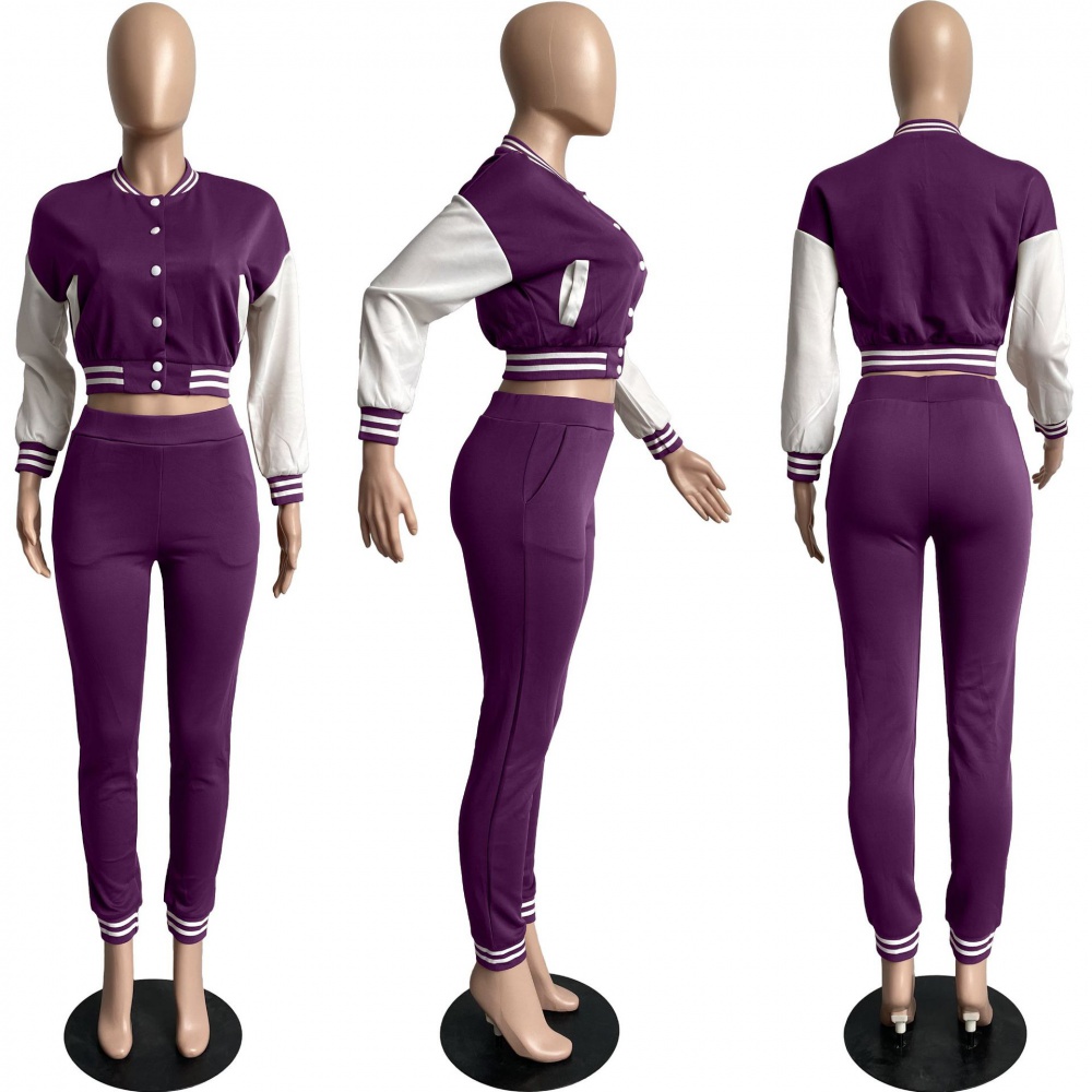 European style baseball uniforms jacket 2pcs set for women