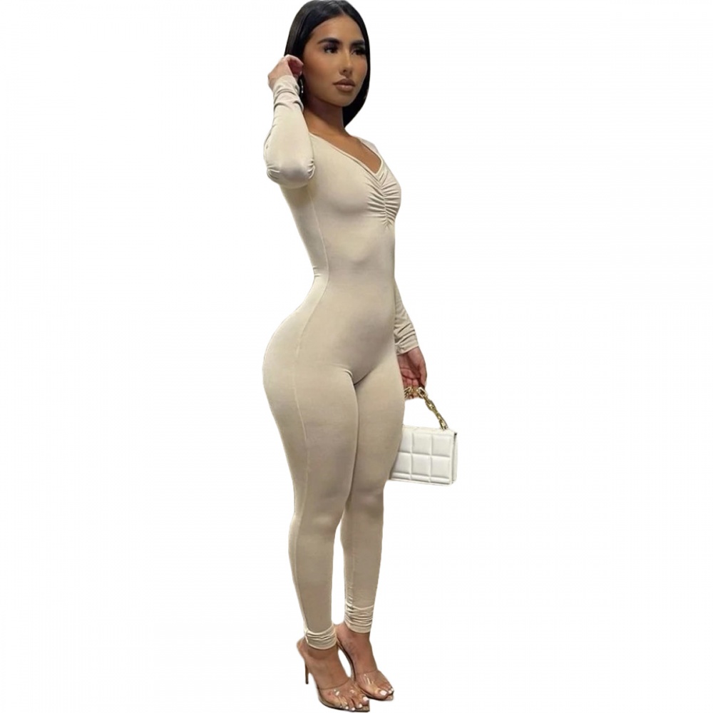 Tight sexy jumpsuit long sleeve pure pants for women