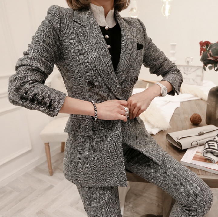 Slim fashion business suit Korean style coat 2pcs set