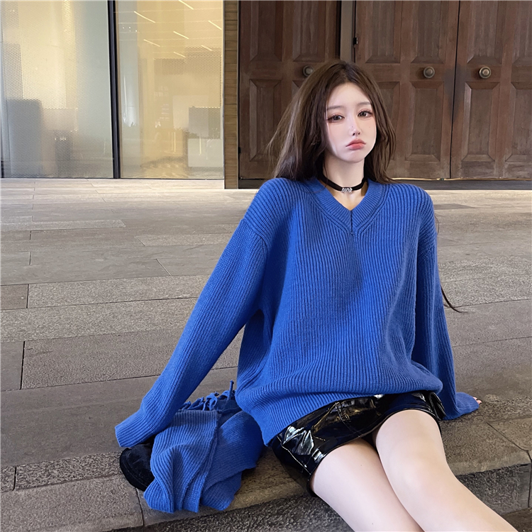 V-neck loose scarves all-match Casual sweater