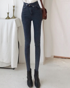 Slim flanging fashion pencil pants personality feet jeans