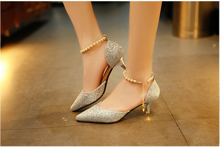 Middle-heel fine-root fashion summer pointed sandals