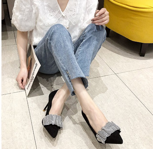 Fine-root broadcloth high-heeled shoes low shoes