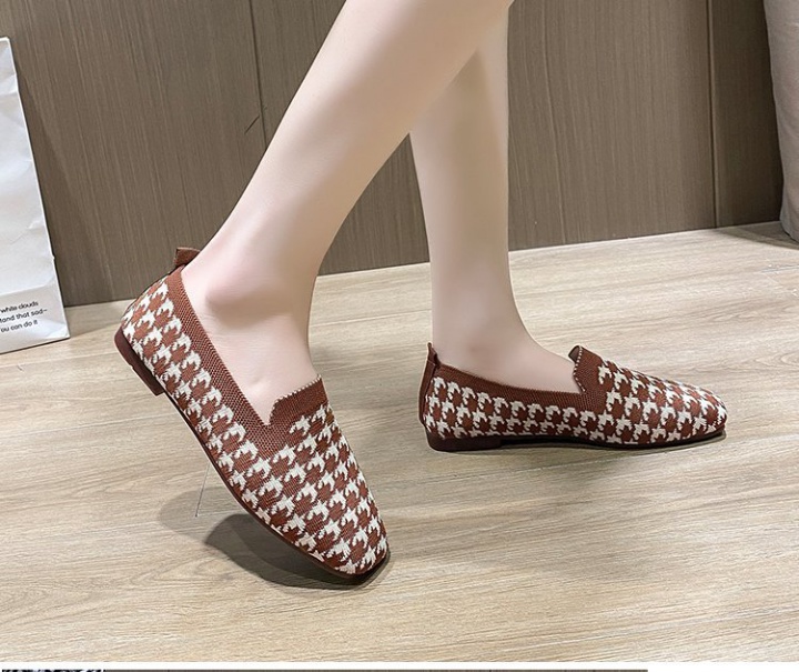 Korean style square head peas shoes spring flattie for women