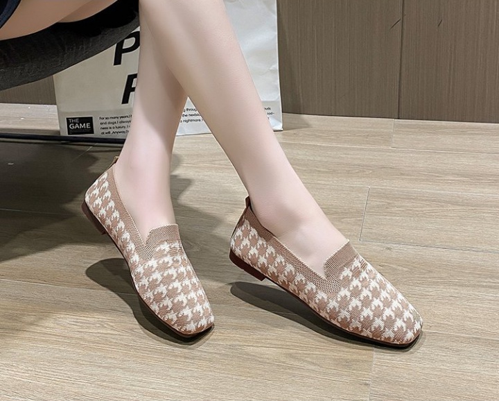 Korean style square head peas shoes spring flattie for women