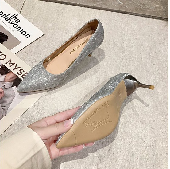 Low fine-root high-heeled shoes Korean style spring shoes