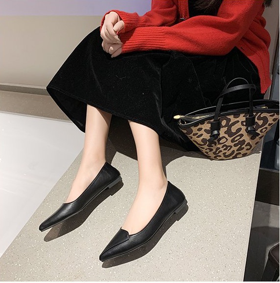 Low Korean style spring peas shoes pointed flat shoes