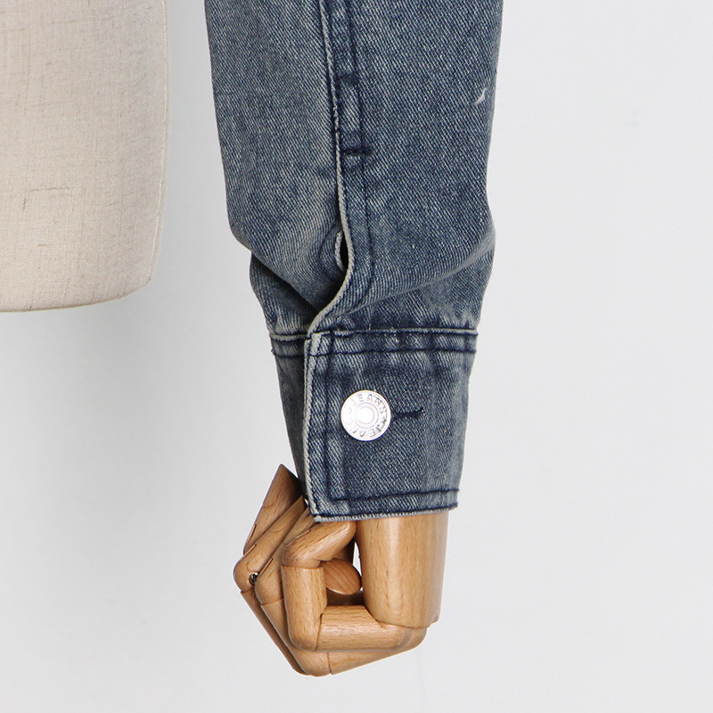 Loose street tops flat shoulder high waist jeans 2pcs set