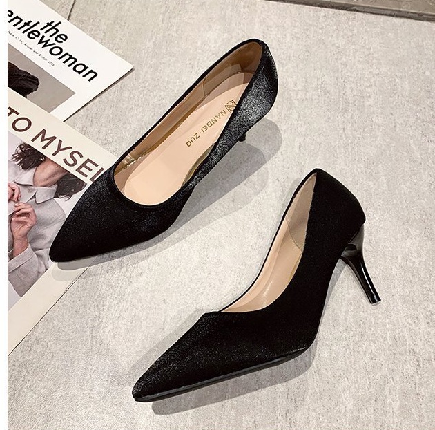 Korean style fashion shoes fine-root pointed high-heeled shoes