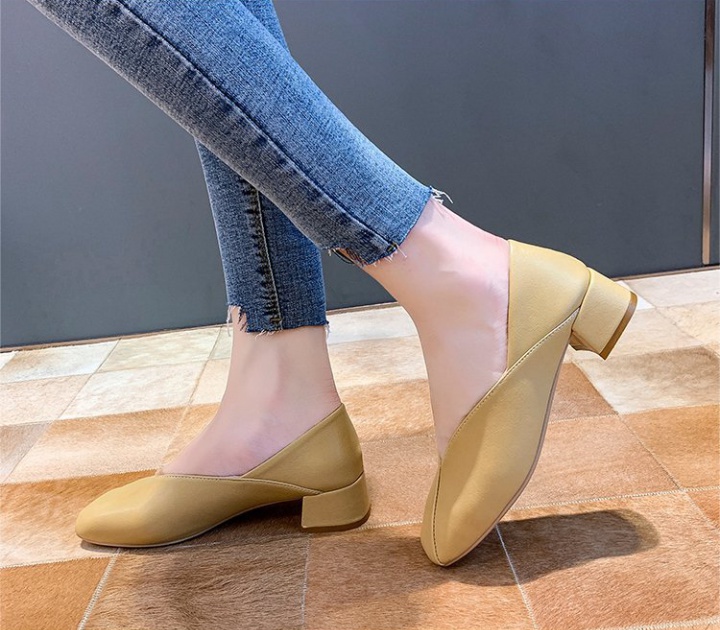 Thick Korean style low square head shoes for women