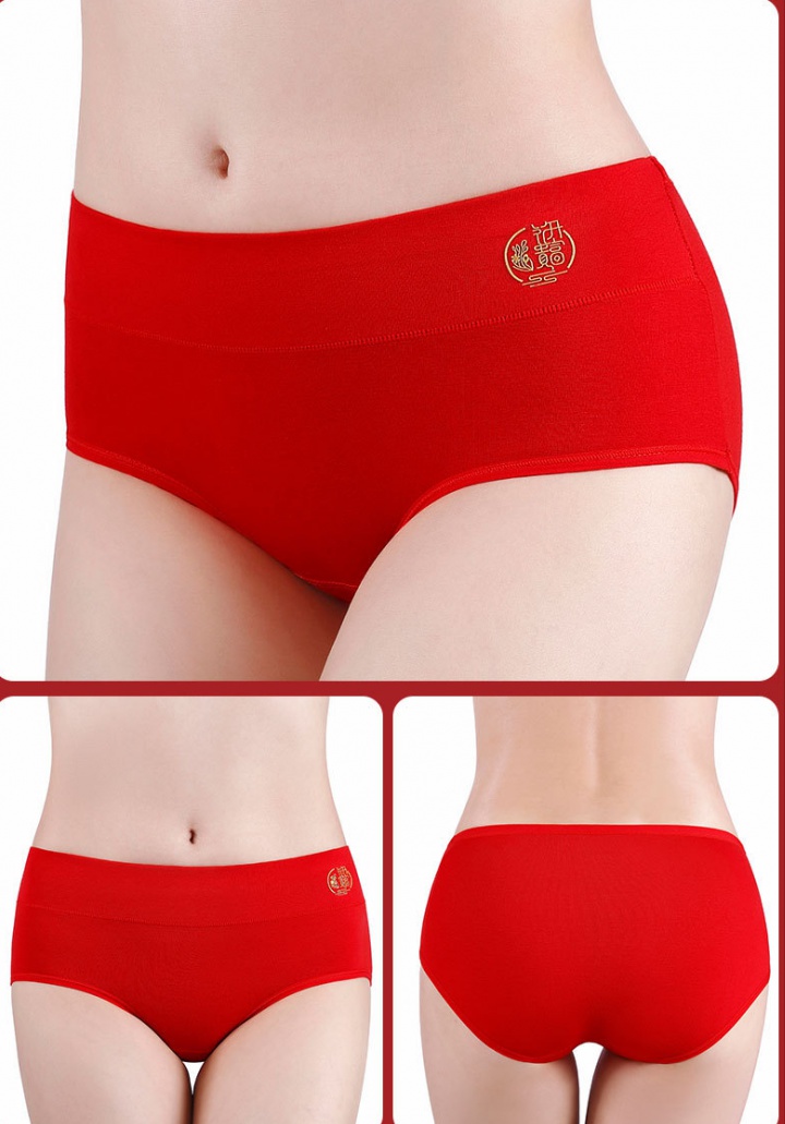 Medium waist printing bronzing big red briefs for women