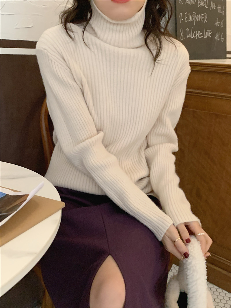 Simple candy colors high collar bottoming sweater