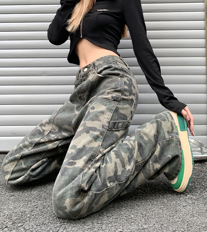 Camouflage work clothing wide leg pants for women
