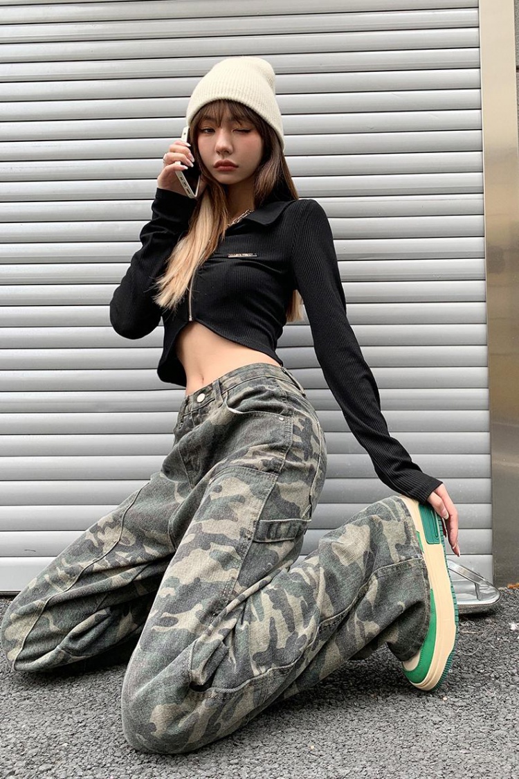 Camouflage work clothing wide leg pants for women