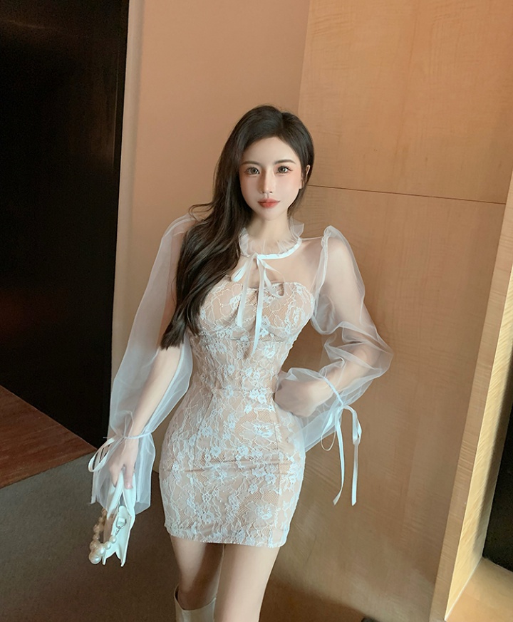 Package hip Western style splice lace France style dress