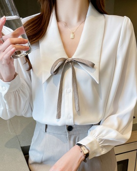 Spring drape chiffon shirt white commuting shirt for women