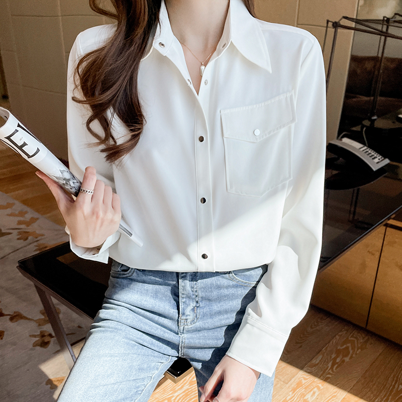 All-match France style tops slim shirt for women