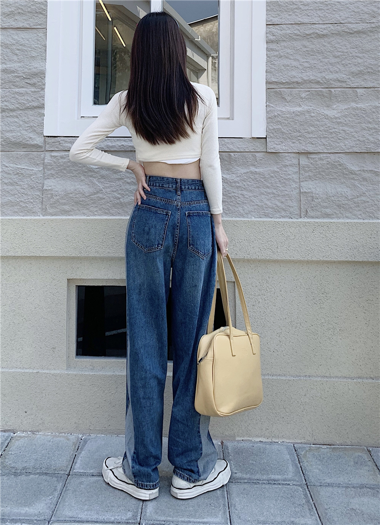 Slim mopping jeans mixed colors wide leg pants