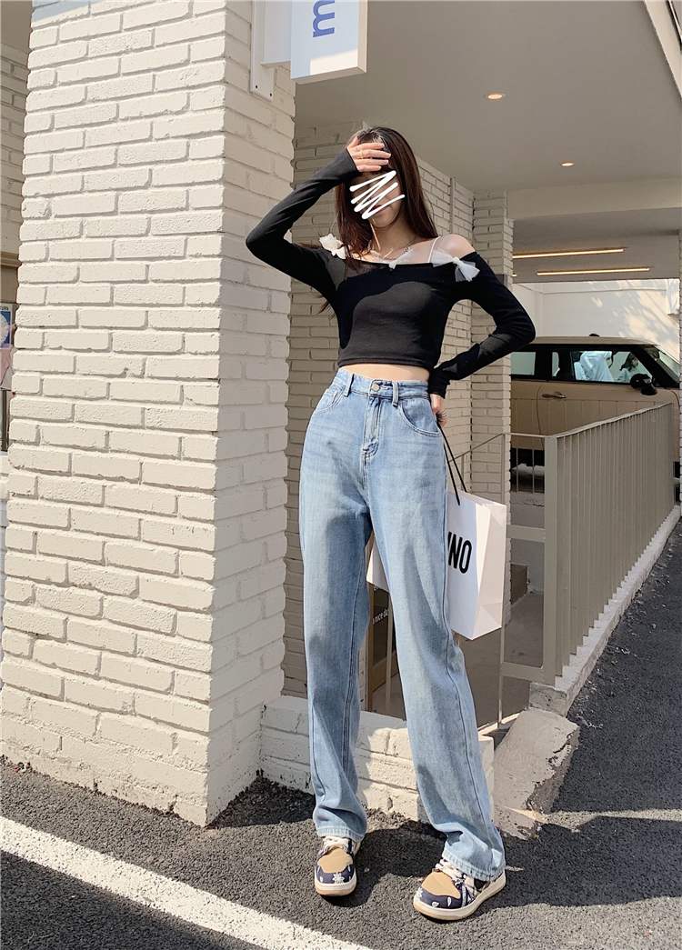 Straight pants loose drape high waist wide leg pants