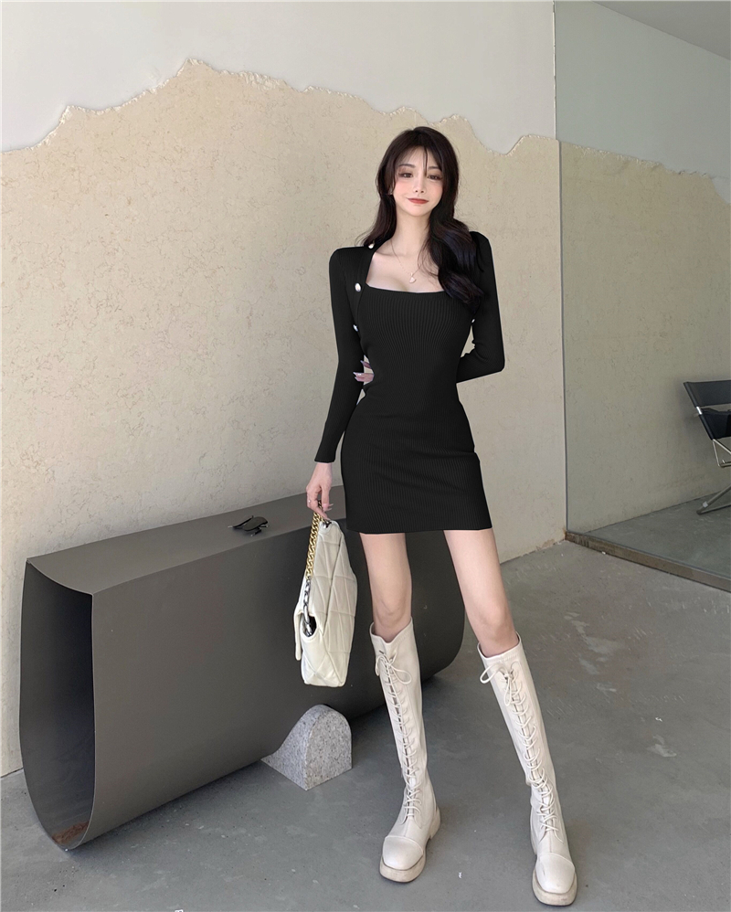 Bottoming knitted Pseudo-two dress