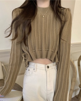 Knitted short sweater round neck pullover tops