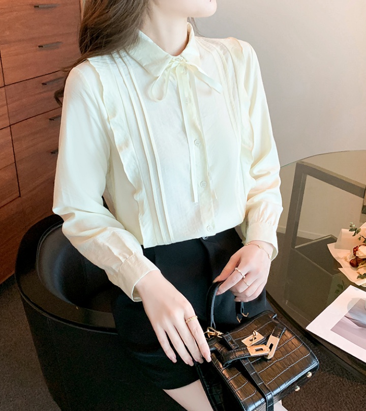 Spring temperament shirt bow chiffon shirt for women
