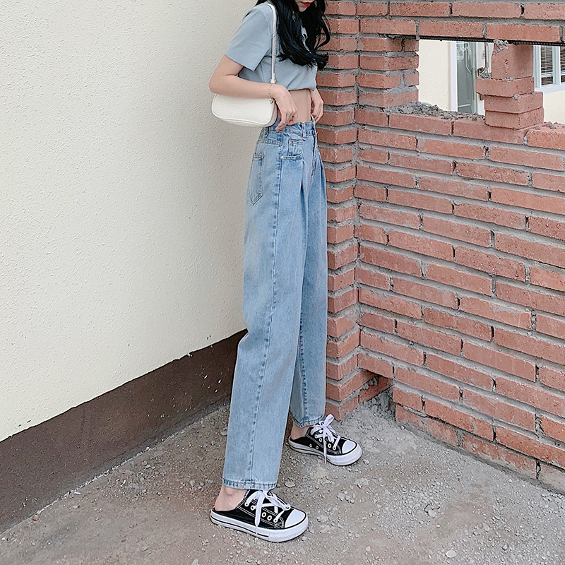 Drape mopping wide leg jeans spring loose straight pants