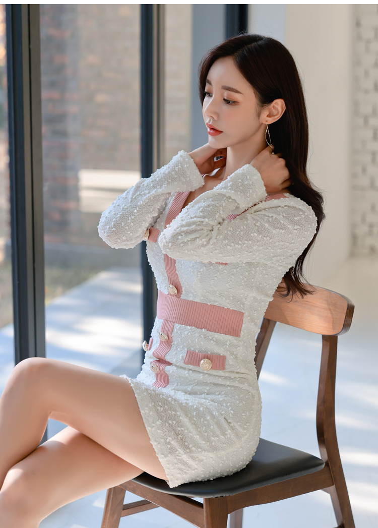 Spring Korean style pinched waist temperament dress