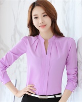 White long tops long sleeve cstand collar shirt for women