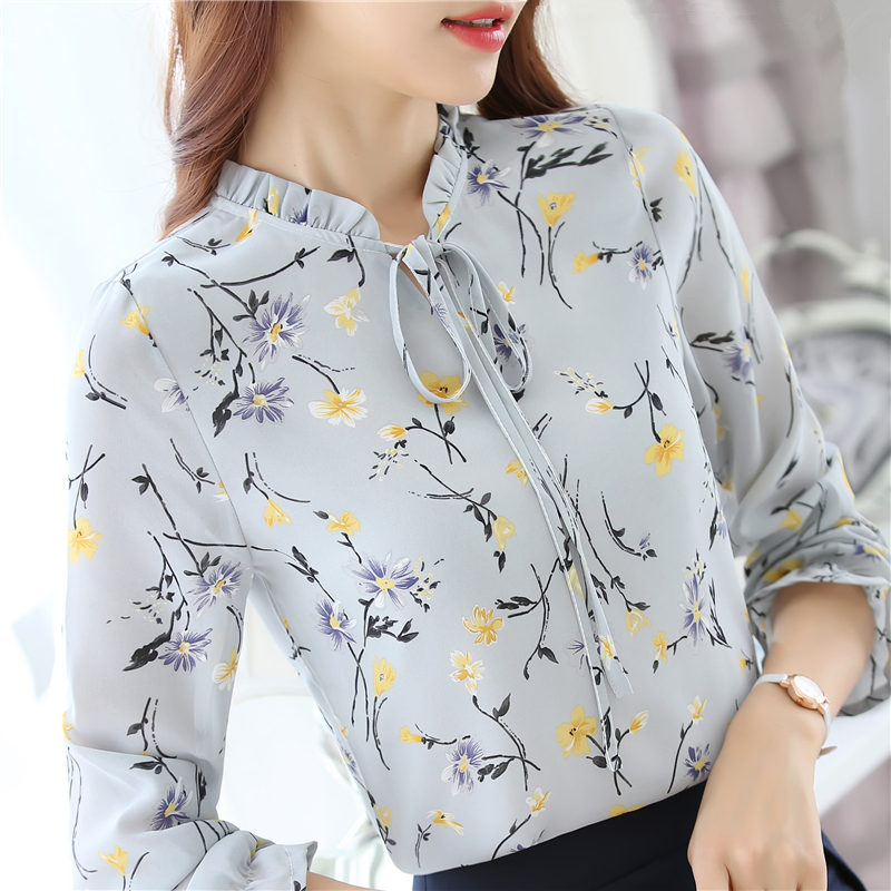 Korean style chiffon shirt bottoming shirt for women