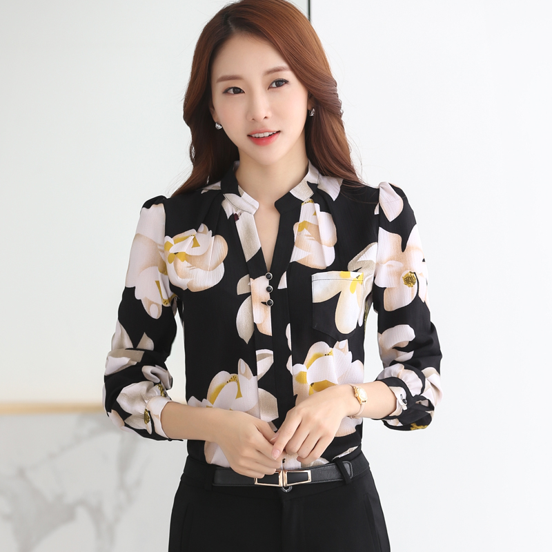 Korean style spring tops autumn slim shirt for women